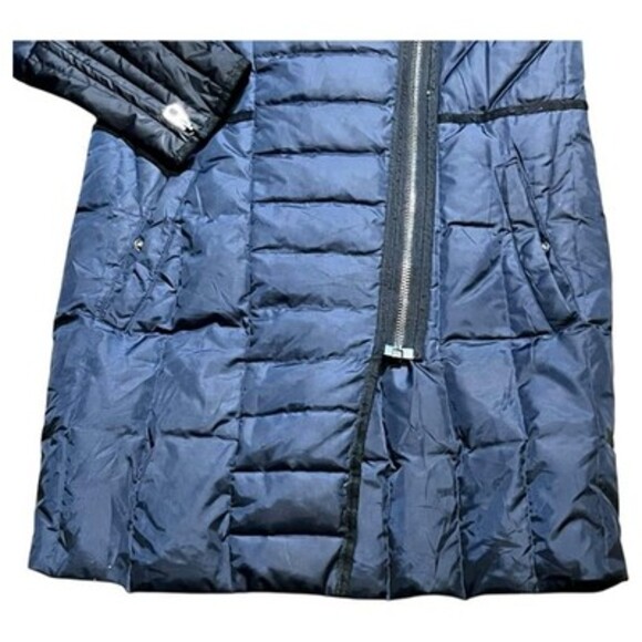 Madewell Womens XS Quilted Down Puffer Coat-Dark Navy & Black Asymmetrical Zip - Picture 9 of 15